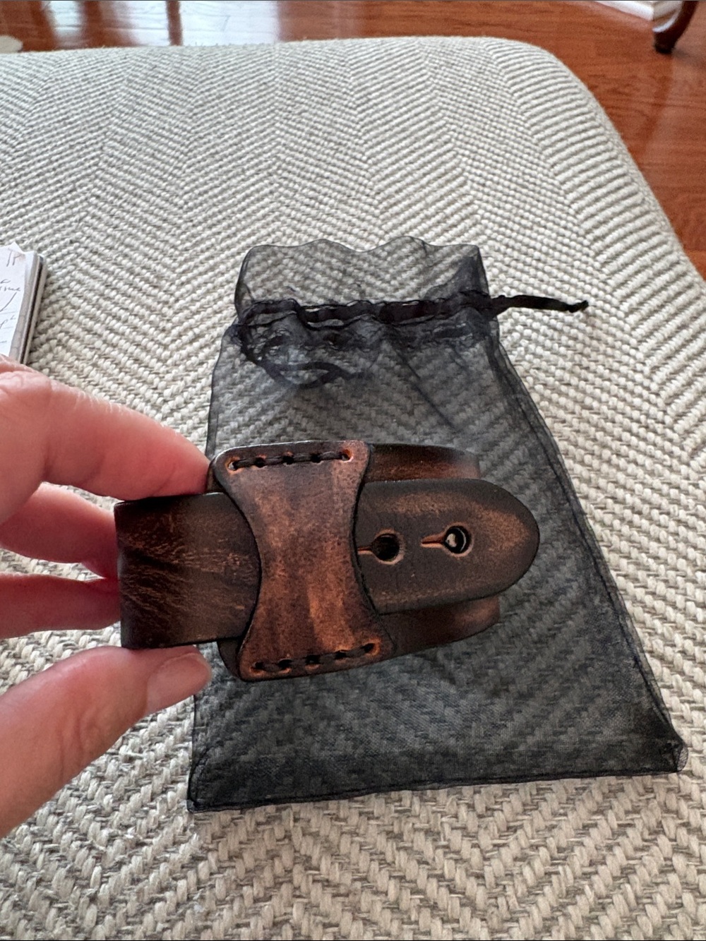 Brown Leather Cuff Bracelet with 'It Is Well With My Soul' Accent - Picture 2 of 3